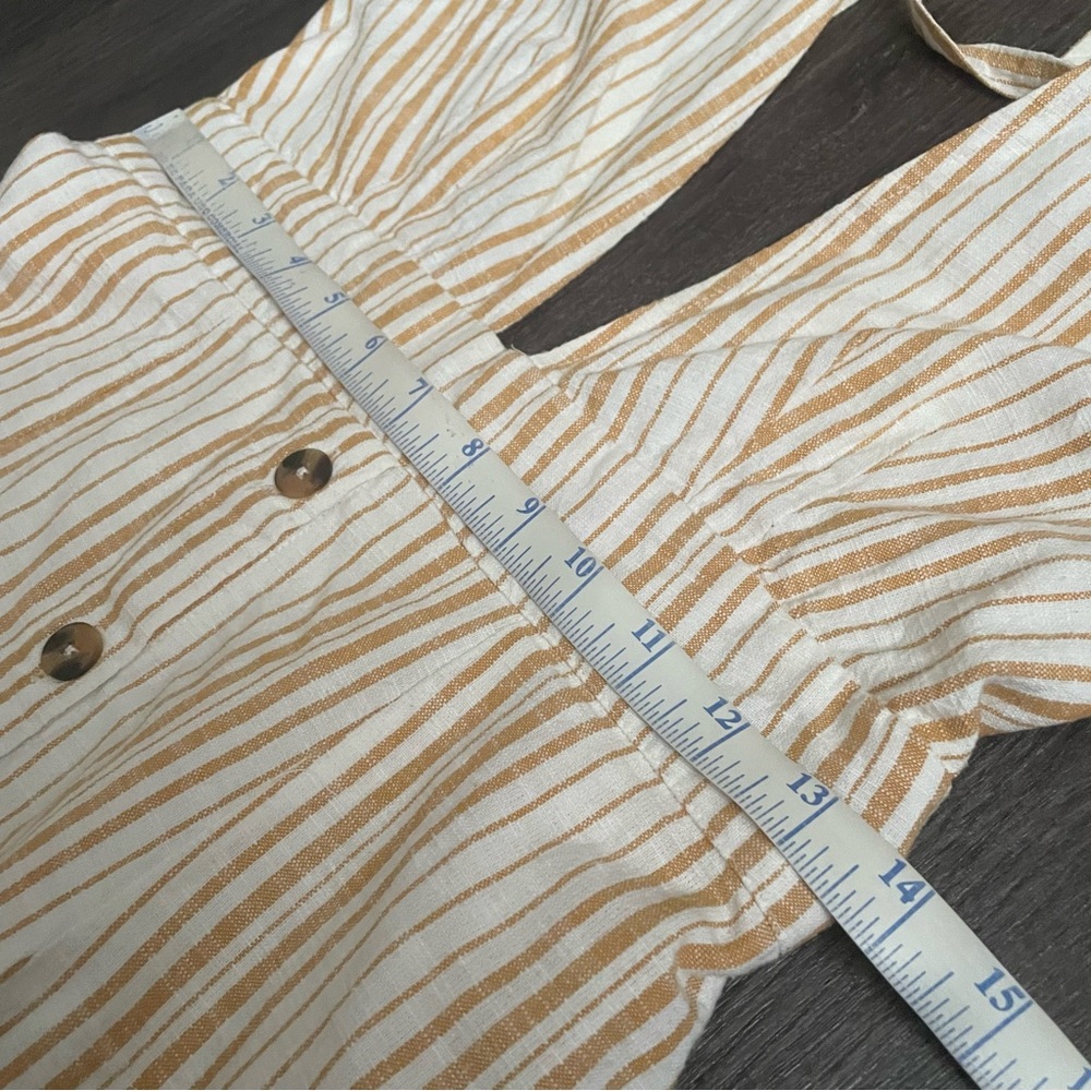 Urban Outfitters Millie Stripe Plunging Cream and Tan Backless Dress - Picture 9 of 13